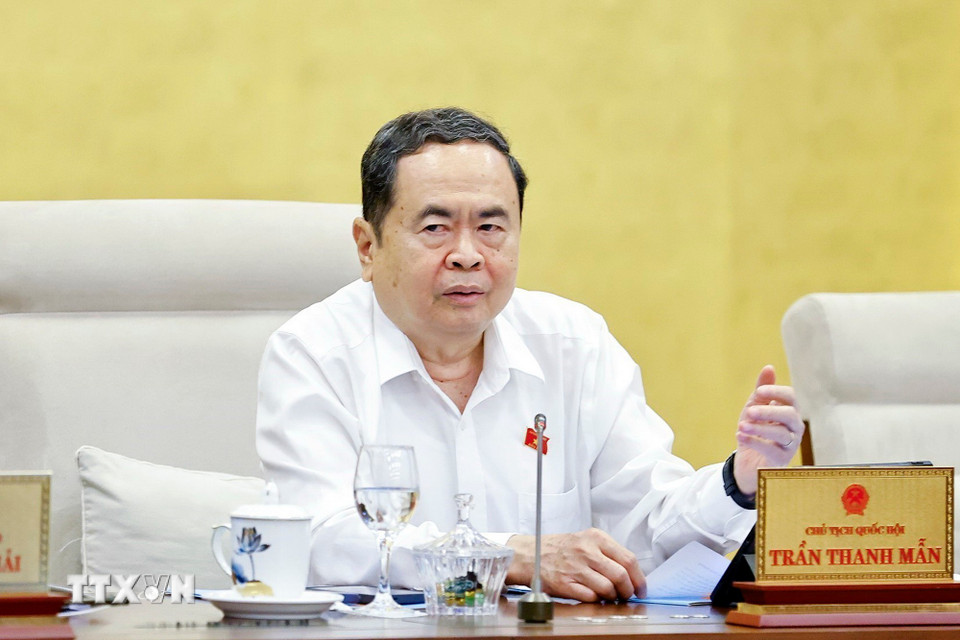 Chủ tịch Quốc hội Trần Thanh Mẫn phát biểu. (Ảnh: Doãn Tấn/TTXVN)