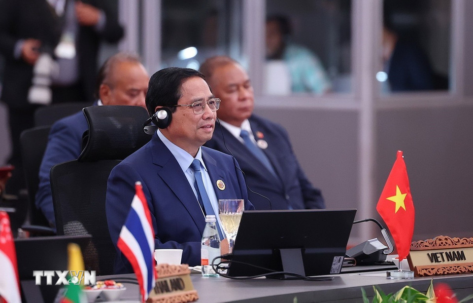 Thủ tướng Phạm Minh Chính phát biểu tại Hội nghị Cấp cao ASEAN-Hội đồng Hợp tác Vùng Vịnh (GCC) lần thứ hai. (Ảnh: Dương Giang/TTXVN)