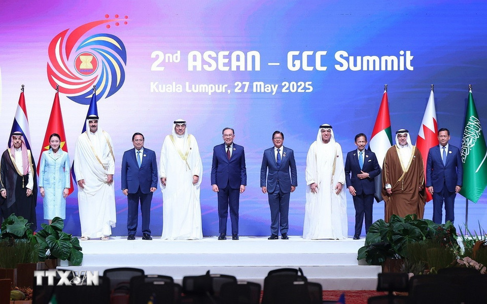 Thủ tướng Phạm Minh Chính cùng lãnh đạo các nước ASEAN và GCC tại Hội nghị Cấp cao ASEAN-GCC lần thứ hai. (Ảnh: Dương Giang/TTXVN)