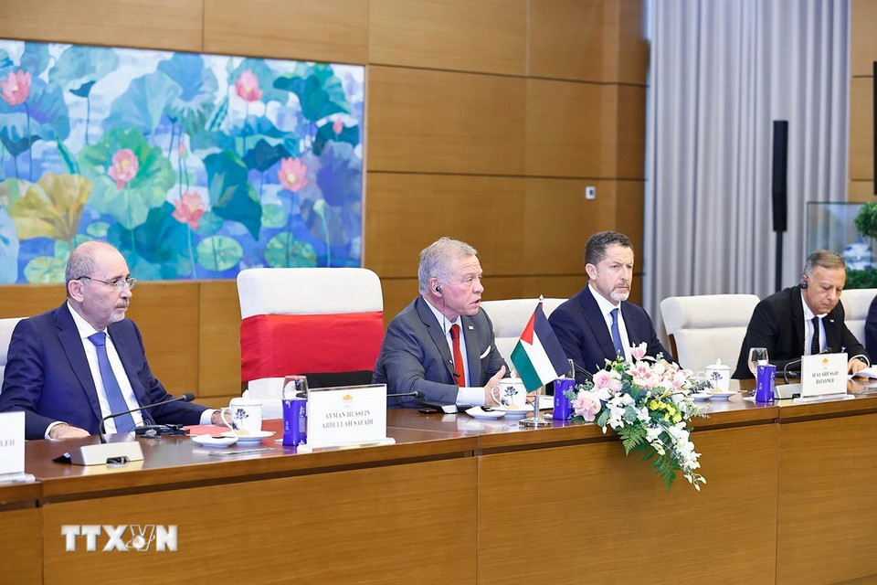 Quốc vương Jordan Abdullah II Ibn Al Hussein phát biểu. (Ảnh:Doãn Tấn/TTXVN)