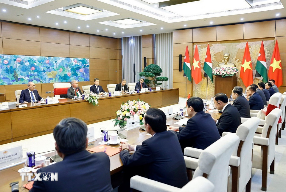 Quang cảnh buổi hội kiến. (Ảnh: Doãn Tấn/TTXVN)