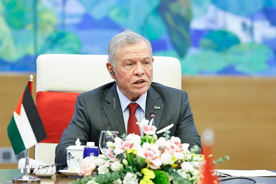 Quốc vương Jordan Abdullah II Ibn Al Hussein phát biểu. (Ảnh:Doãn Tấn/TTXVN)