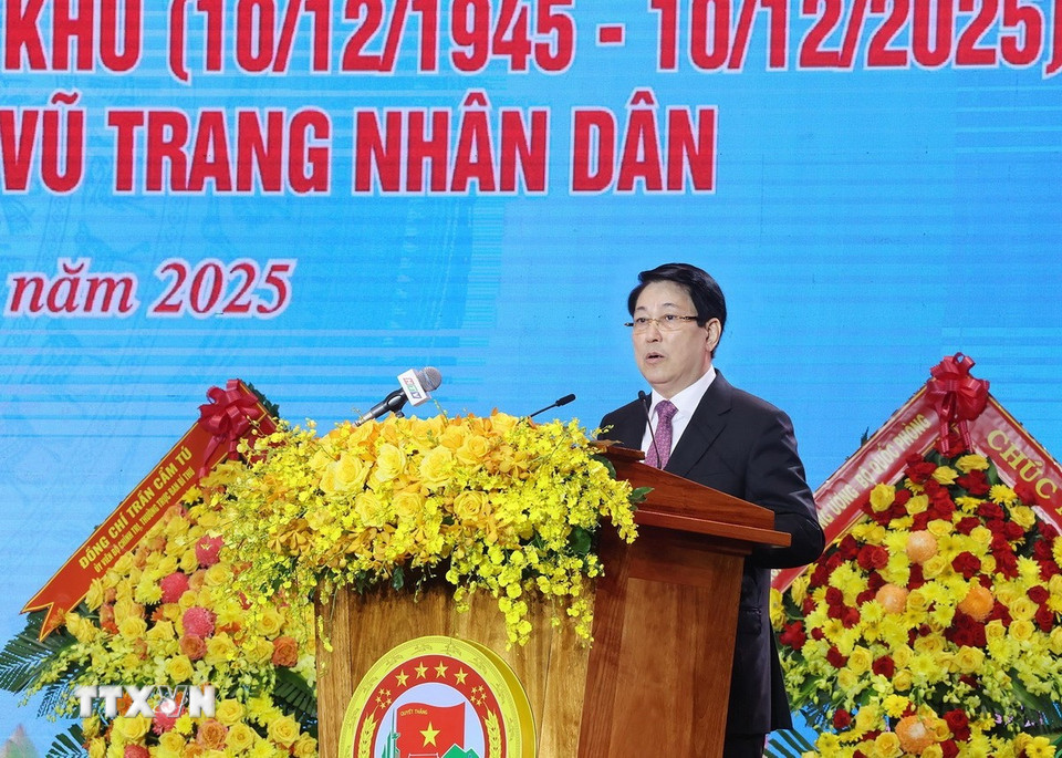 Chủ tịch nước Lương Cường phát biểu chỉ đạo. (Ảnh: Lâm Khánh/TTXVN)