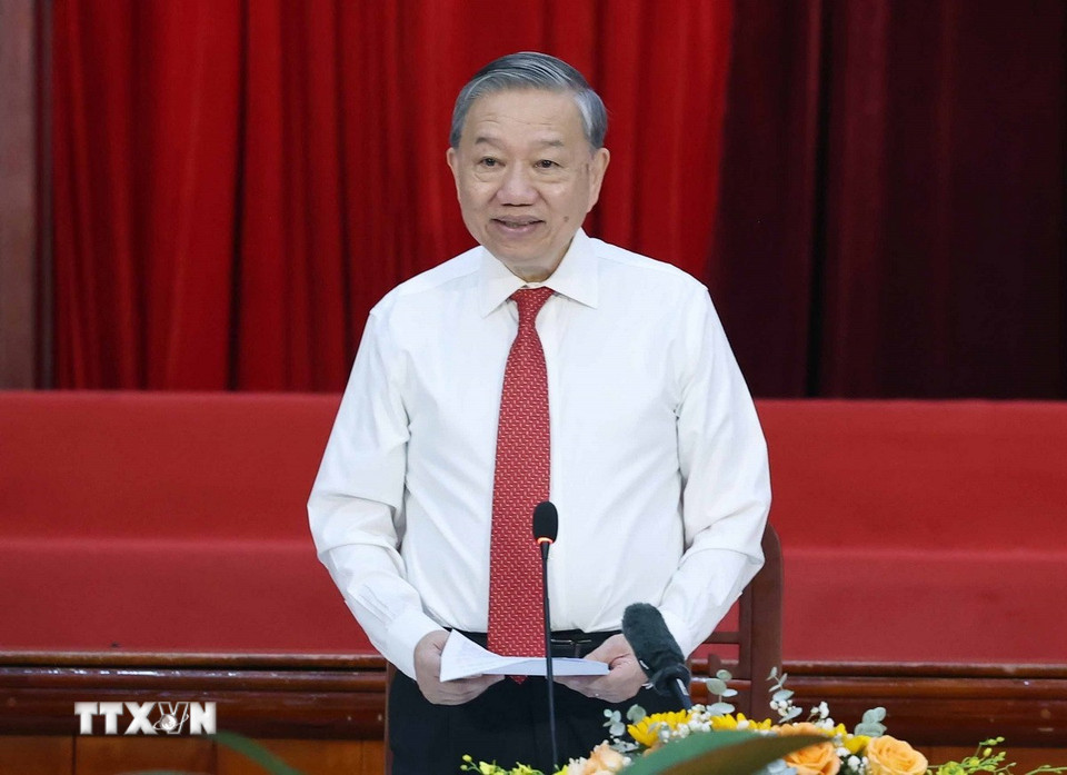 Tổng Bí thư Tô Lâm phát biểu. (Ảnh: Thống Nhất/TTXVN)