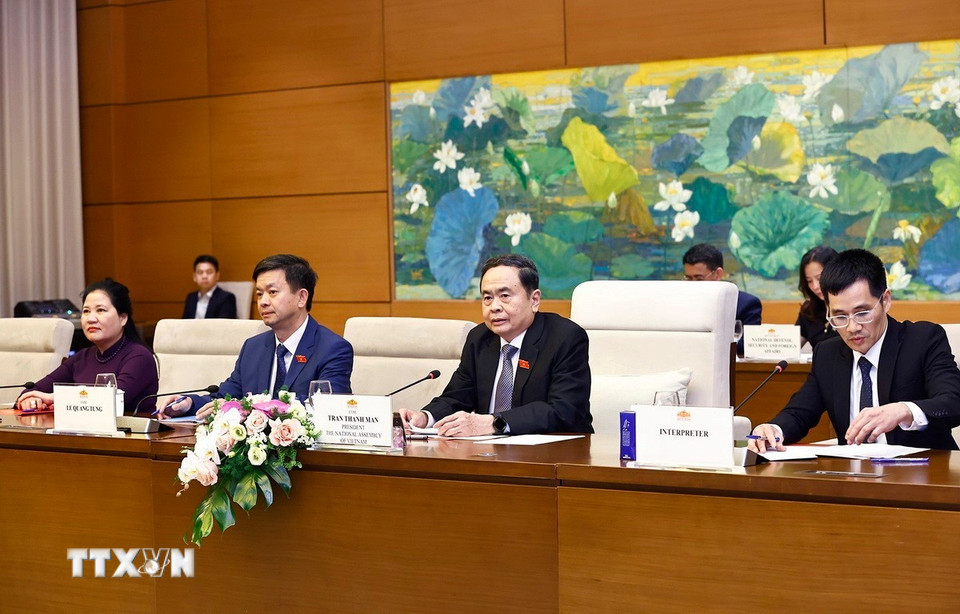 Chủ tịch Quốc hội Trần Thanh Mẫn phát biểu. (Ảnh: Doãn Tấn/TTXVN)