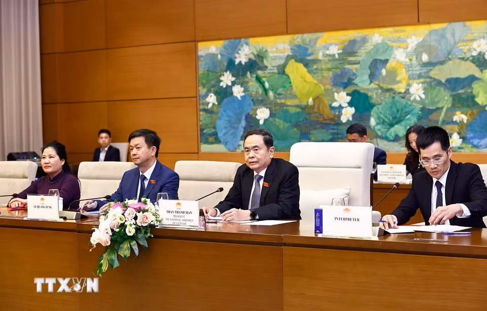 Chủ tịch Quốc hội Trần Thanh Mẫn phát biểu. (Ảnh: Doãn Tấn/TTXVN)