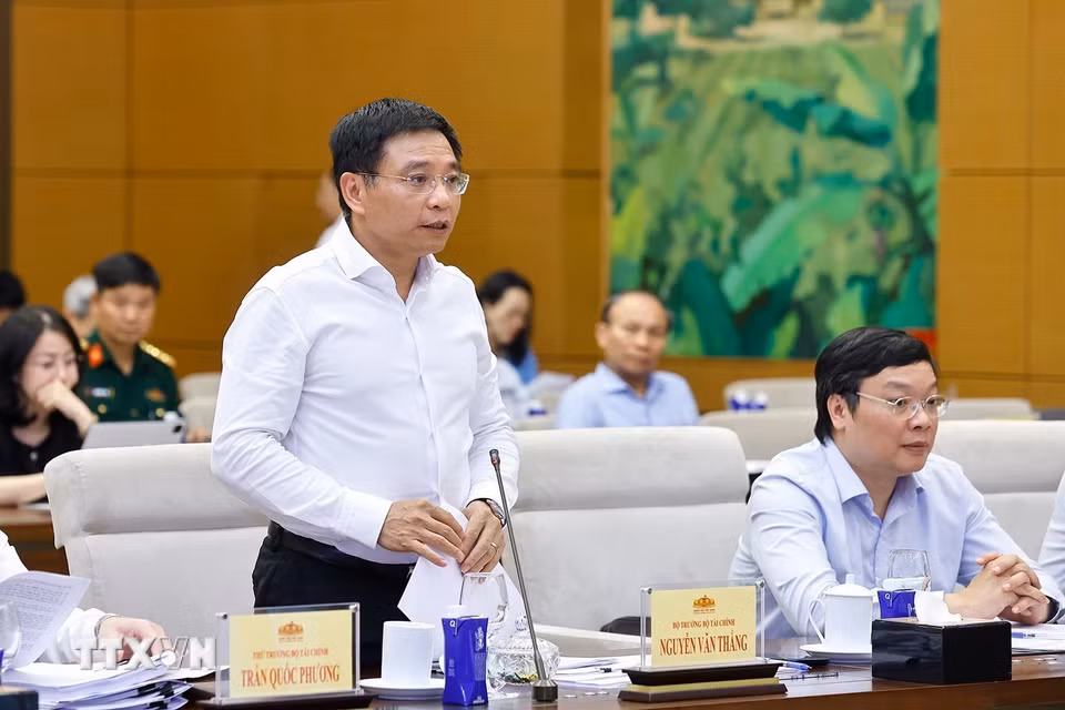 Bộ trưởng Bộ Tài chính Nguyễn Văn Thắng phát biểu. (Ảnh: Doãn Tấn/TTXVN)