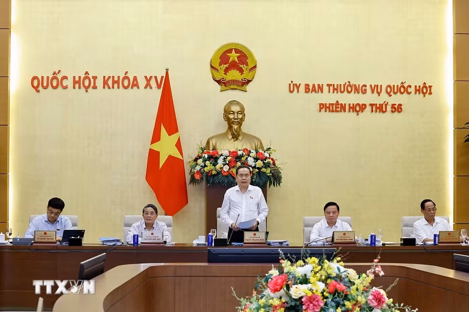 Chủ tịch Quốc hội Trần Thanh Mẫn phát biểu khai mạc phiên họp thứ 56 của Uỷ ban Thường vụ Quốc hội. (Ảnh: Doãn Tấn/TTXVN)