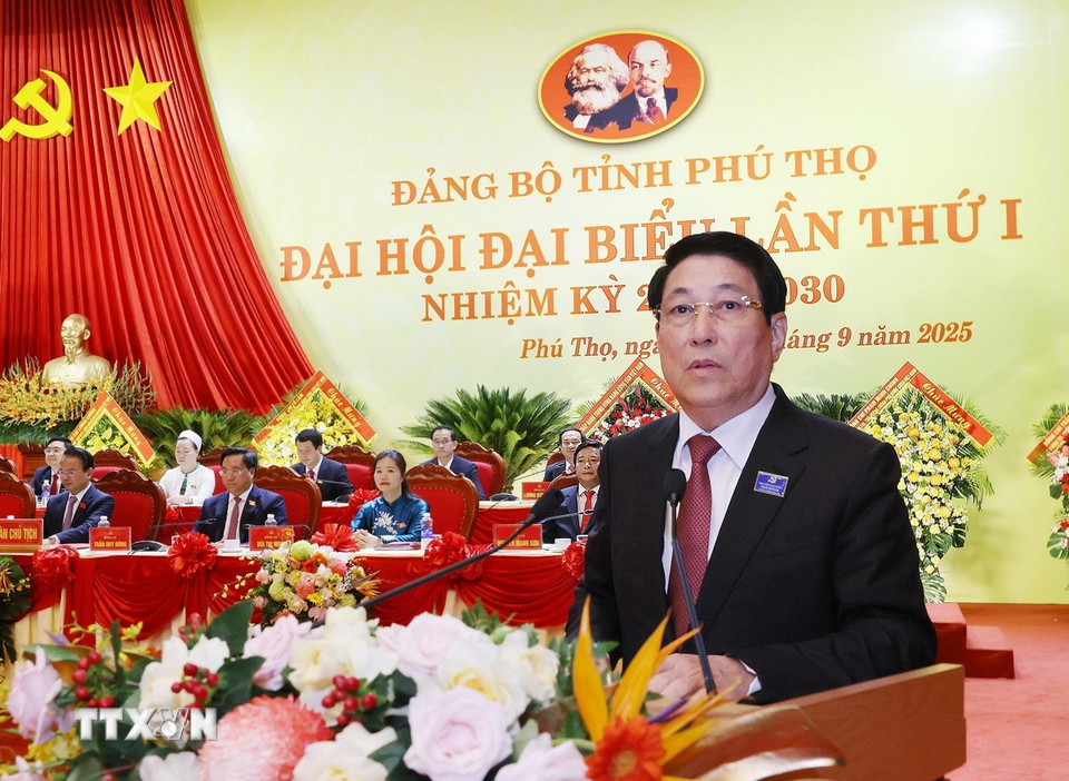 Ủy viên Bộ Chính trị, Chủ tịch nước Lương Cường phát biểu chỉ đạo Đại hội. (Ảnh: Lâm Khánh/TTXVN)