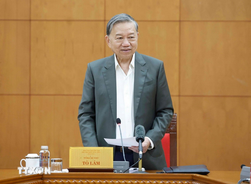 Tổng Bí thư Tô Lâm phát biểu. (Ảnh: Thống Nhất/TTXVN)