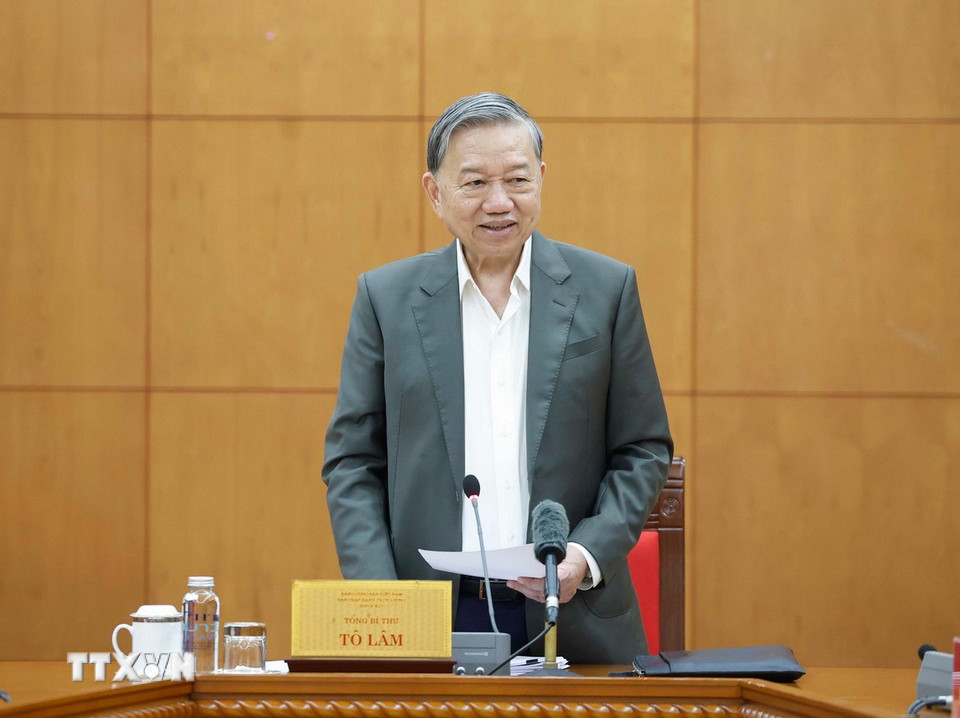 Tổng Bí thư Tô Lâm phát biểu. (Ảnh: Thống Nhất/TTXVN)