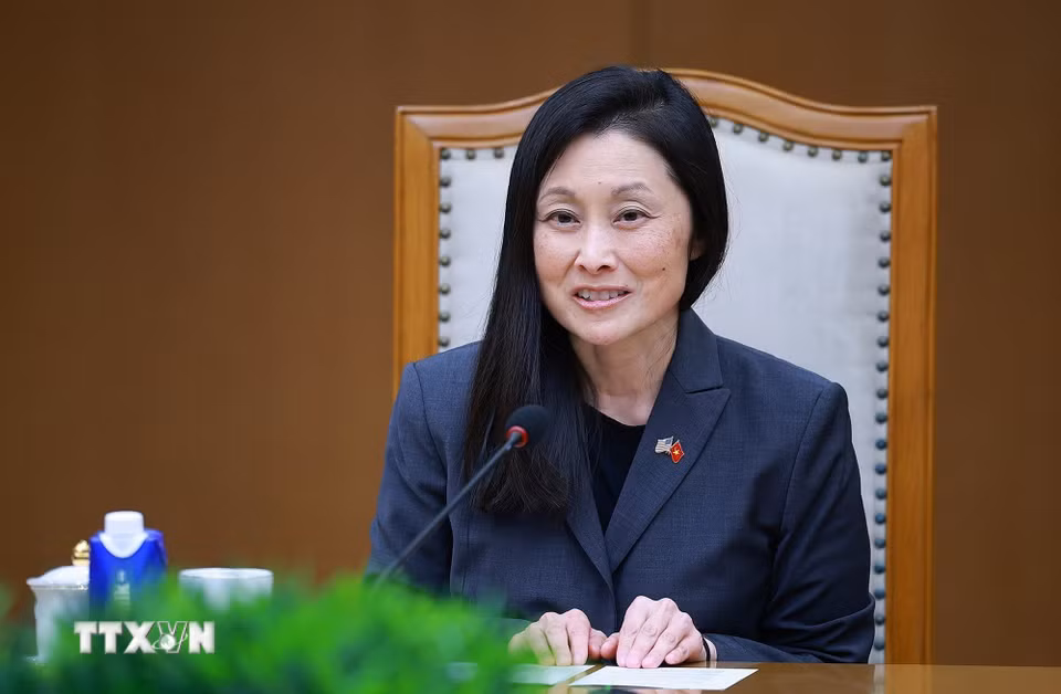 Bà Jennifer Wicks, Đại sứ Hoa Kỳ tại Việt Nam phát biểu. (Ảnh: Dương Giang/TTXVN)