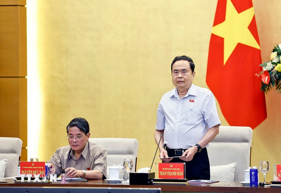 Chủ tịch Quốc hội Trần Thanh Mẫn phát biểu. (Ảnh: Doãn Tấn/TTXVN)