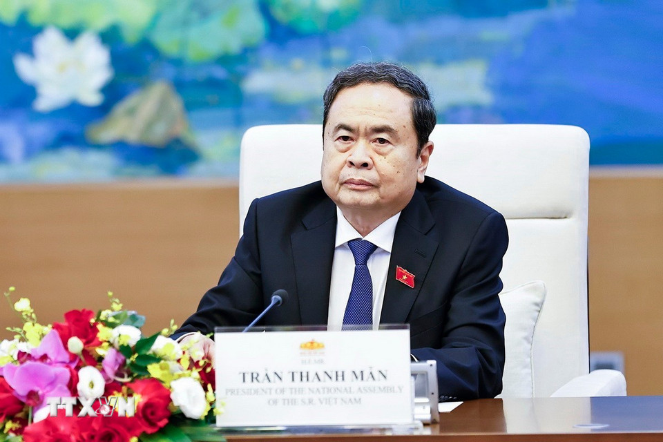 Chủ tịch Quốc hội Trần Thanh Mẫn phát biểu. (Ảnh: Doãn Tấn/TTXVN)