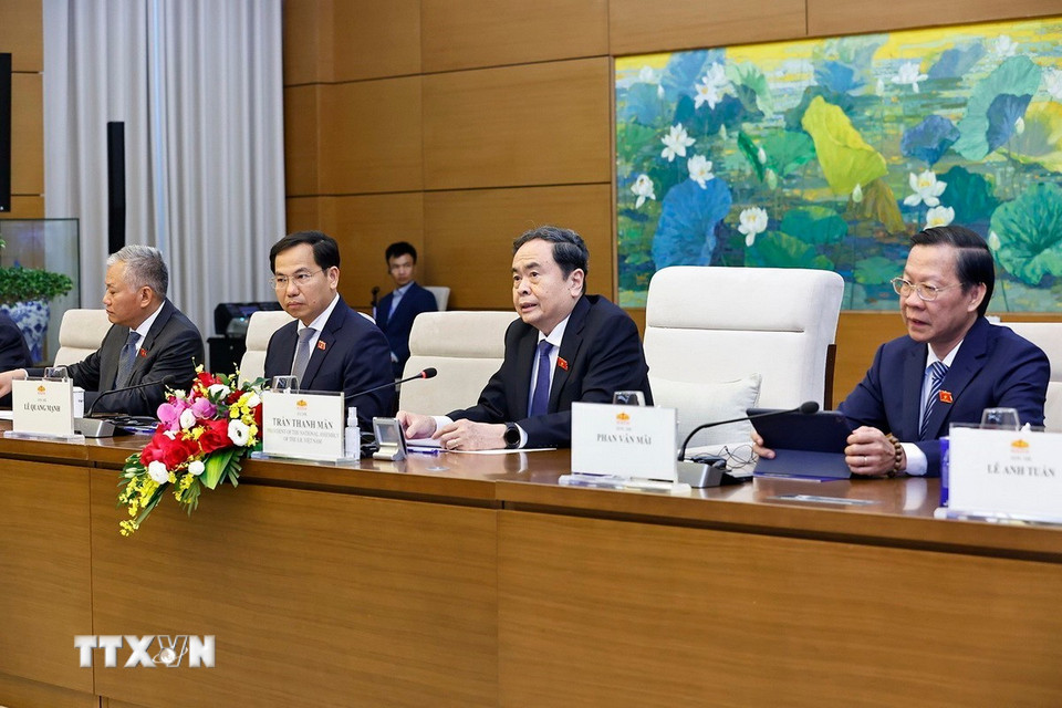 Chủ tịch Quốc hội Trần Thanh Mẫn phát biểu. (Ảnh: Doãn Tấn/TTXVN)