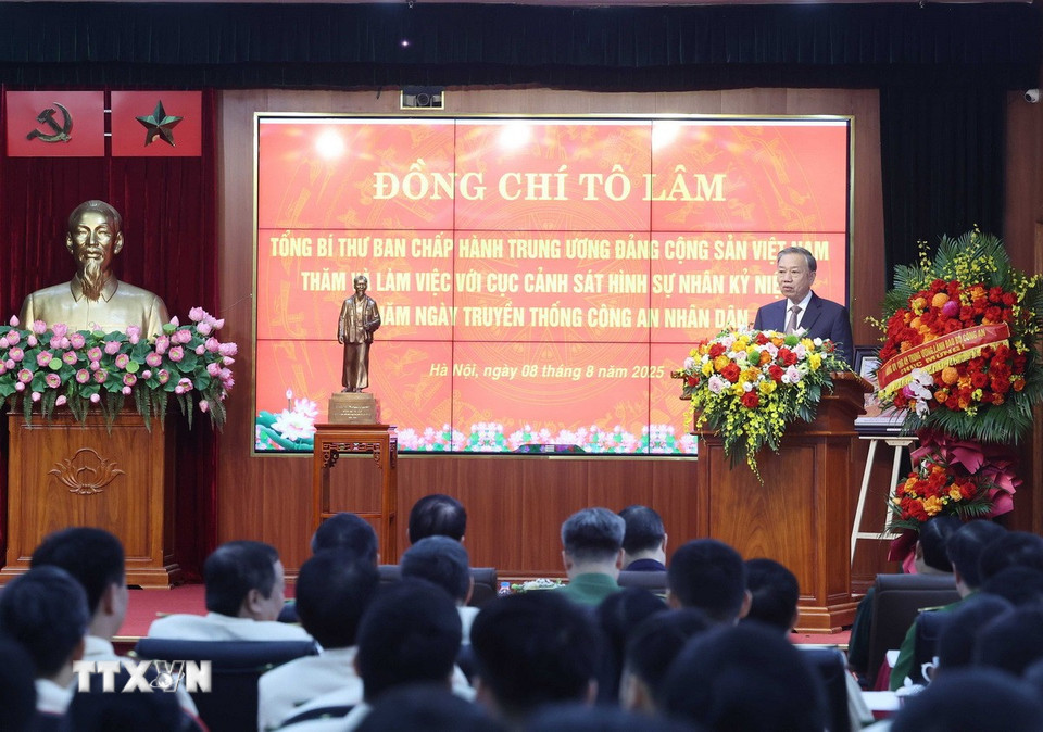 Tổng Bí thư Tô Lâm phát biểu. (Ảnh: Thống Nhất/TTXVN)