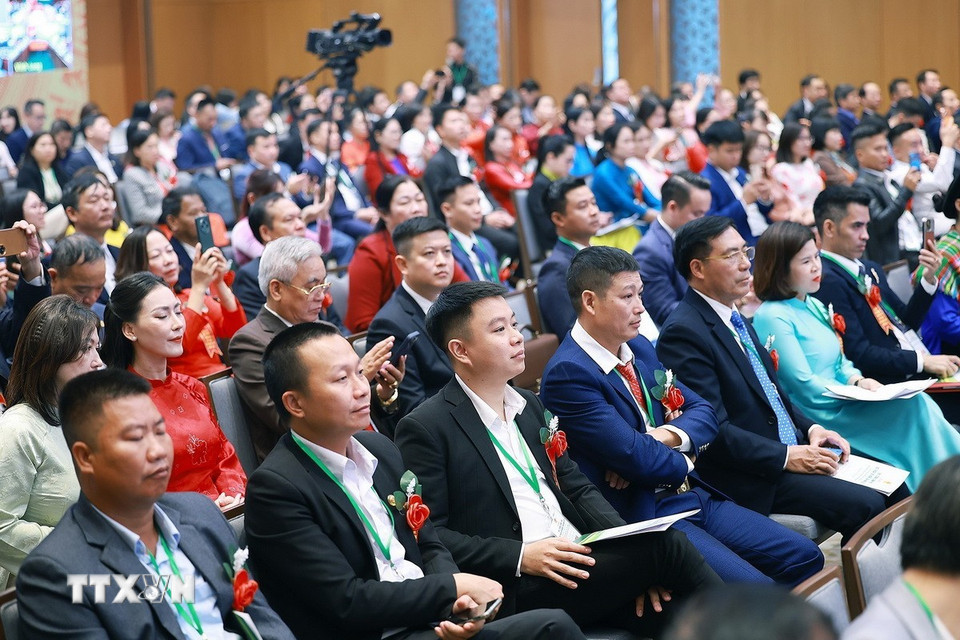 Các đại biểu tham dự Hội nghị Thủ tướng Chính phủ đối thoại với nông dân năm 2025. (Ảnh: Dương Giang/TTXVN)
