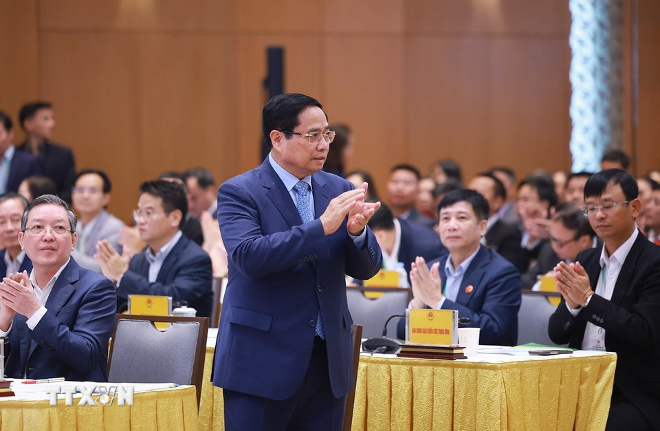 Thủ tướng Phạm Minh Chính dự và chủ trì Hội nghị Thủ tướng Chính phủ đối thoại với nông dân năm 2025. (Ảnh: Dương Giang/TTXVN)