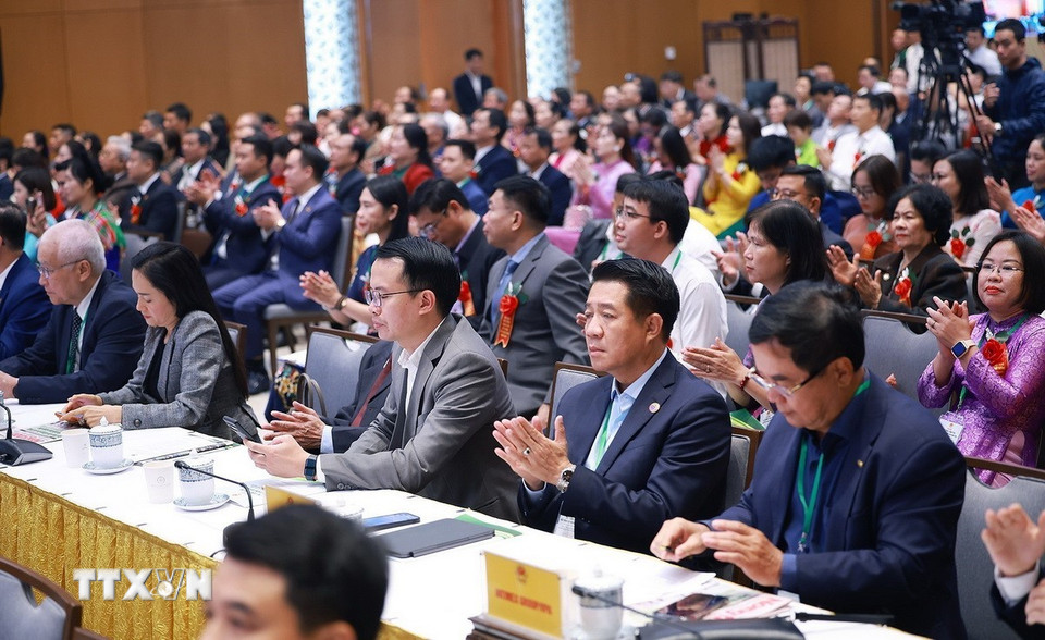 Các đại biểu dự Hội nghị Thủ tướng Chính phủ đối thoại với nông dân năm 2025. (Ảnh: Dương Giang/TTXVN)
