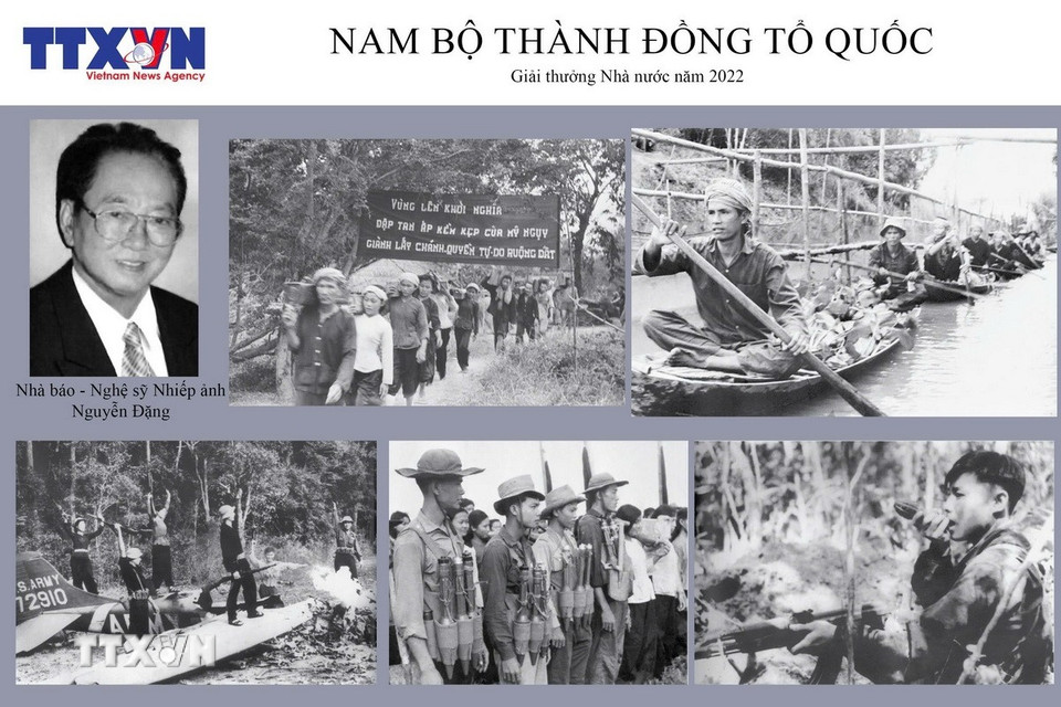 Tác giả Nguyễn Đặng được truy tặng Giải thưởng Nhà nước năm 2022, với bộ ảnh “Nam bộ - Thành đồng Tổ quốc” gồm 10 ảnh. (Ảnh: TTXVN)