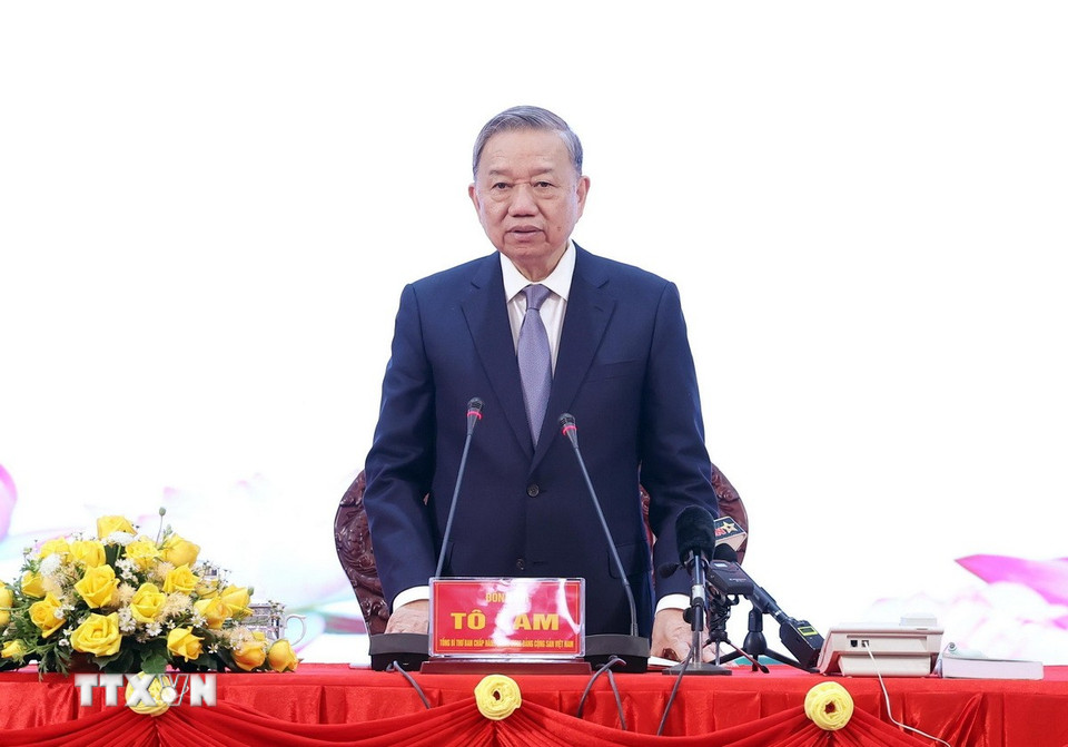 Tổng Bí thư Tô Lâm phát biểu. (Ảnh: Thống Nhất/TTXVN)