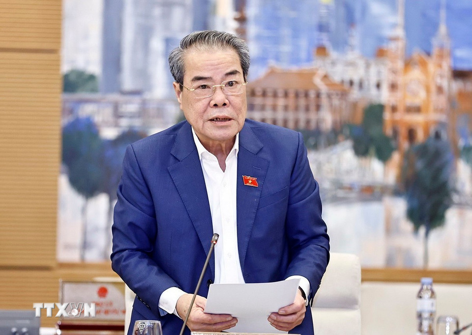 Trưởng ban Dân nguyện của Ủy ban Thường vụ Quốc hội Dương Thanh Bình trình bày tóm tắt báo cáo. (Ảnh: Doãn Tấn/TTXVN)