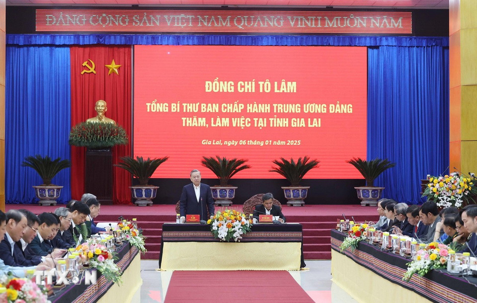 Tổng Bí thư Tô Lâm phát biểu. (Ảnh: Thống Nhất/TTXVN)