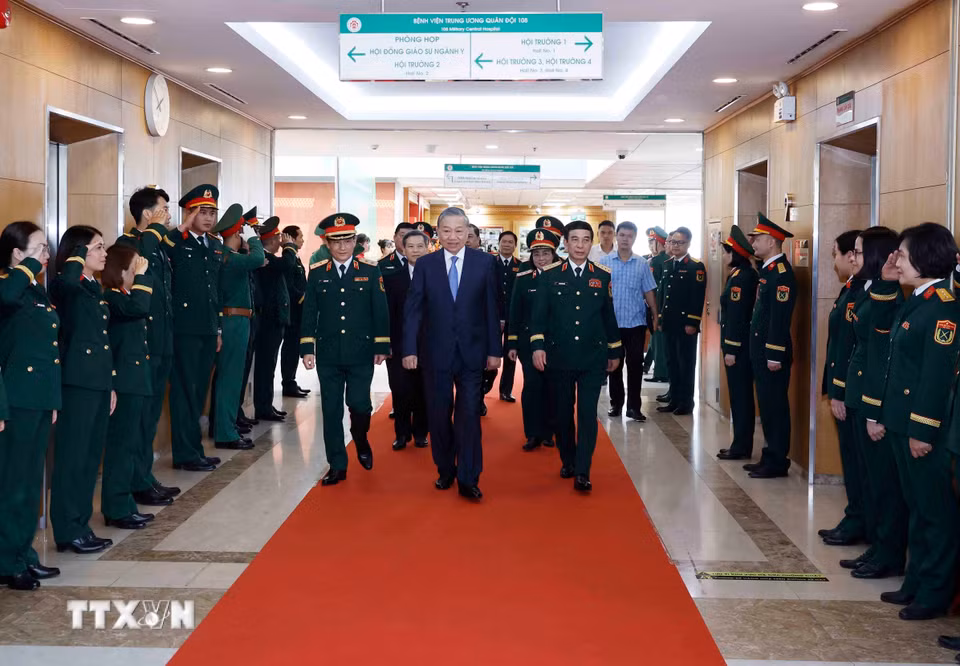 Tổng Bí thư Tô Lâm, Bí thư Quân ủy Trung ương, đến dự lễ kỷ niệm. (Ảnh: Thống Nhất/TTXVN)