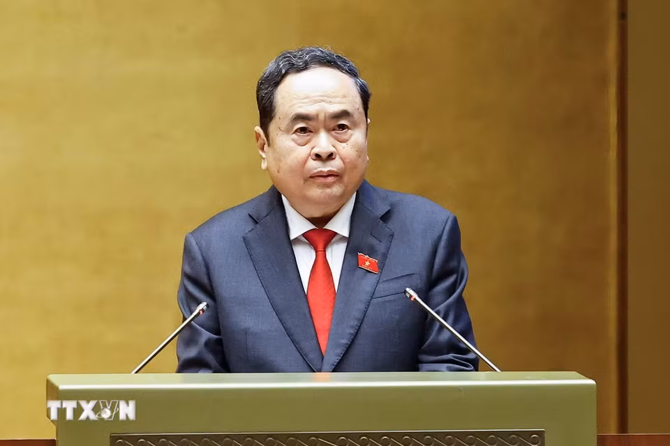Đồng chí Trần Thanh Mẫn, Chủ tịch Quốc hội khóa XV phát biểu khai mạc Kỳ họp thứ nhất, Quốc hội khóa XVI. (Ảnh: Doãn Tấn/TTXVN)