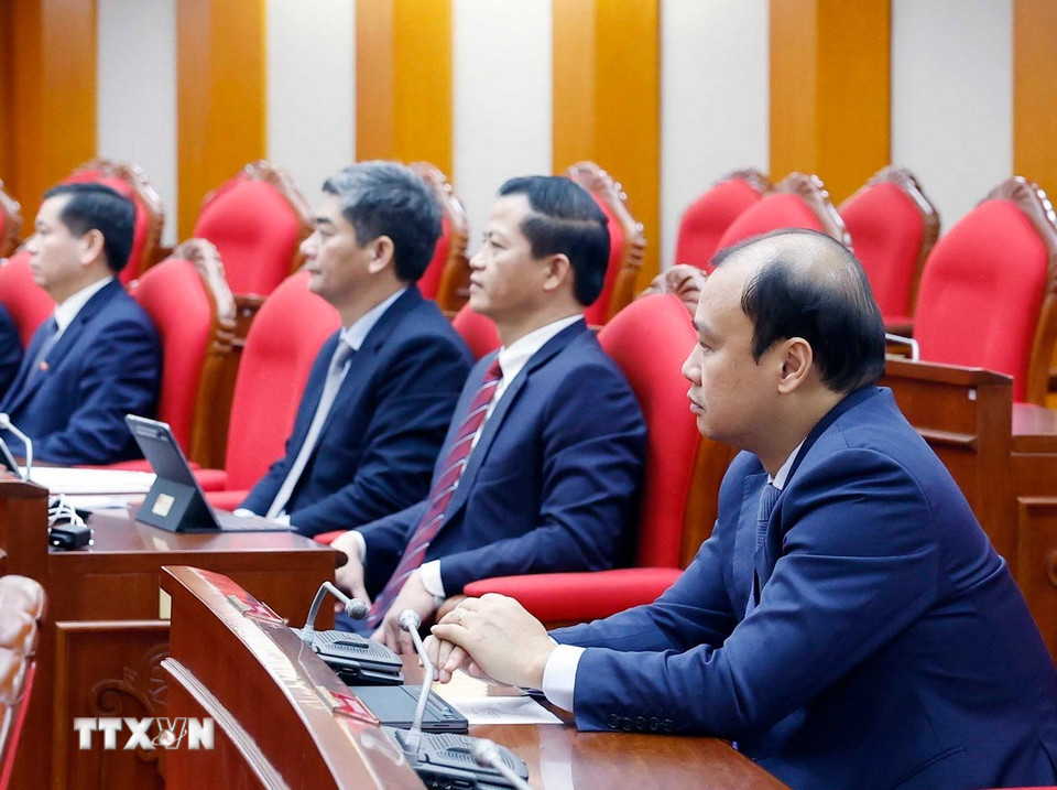 Các đại biểu dự phiên bế mạc Hội nghị lần thứ 14 Ban Chấp hành Trung ương Đảng khóa XIII. (Ảnh: Thống Nhất/TTXVN)