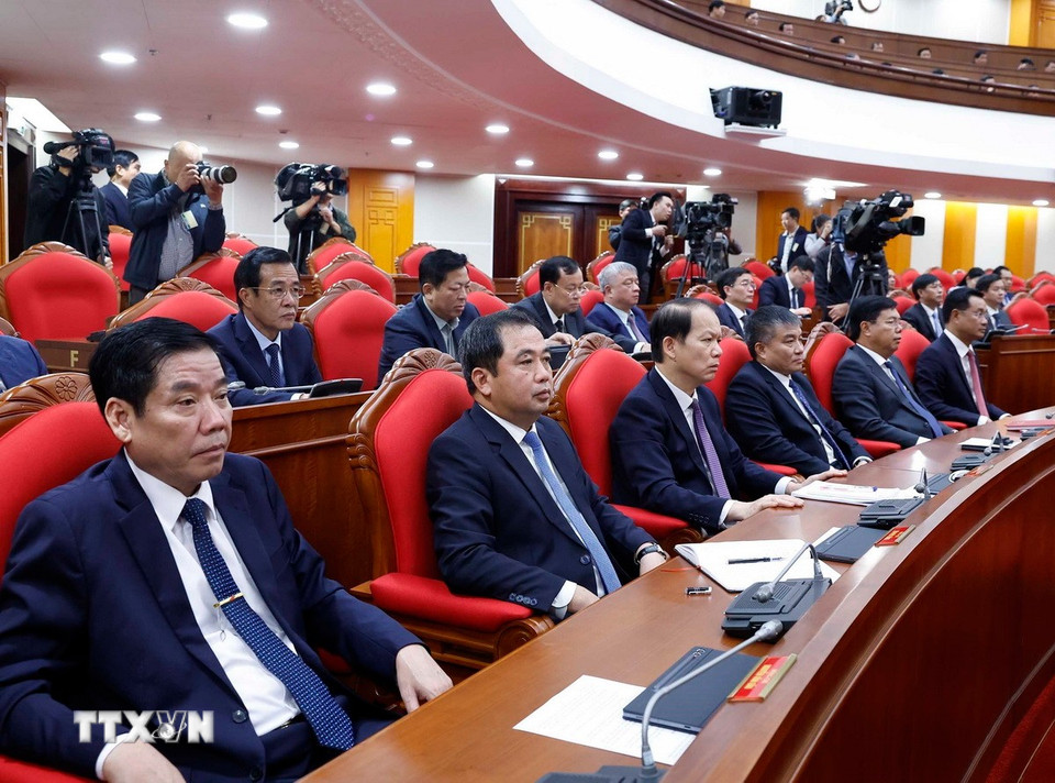 Các đại biểu dự phiên bế mạc Hội nghị lần thứ 14 Ban Chấp hành Trung ương Đảng khóa XIII. (Ảnh: Thống Nhất/TTXVN)