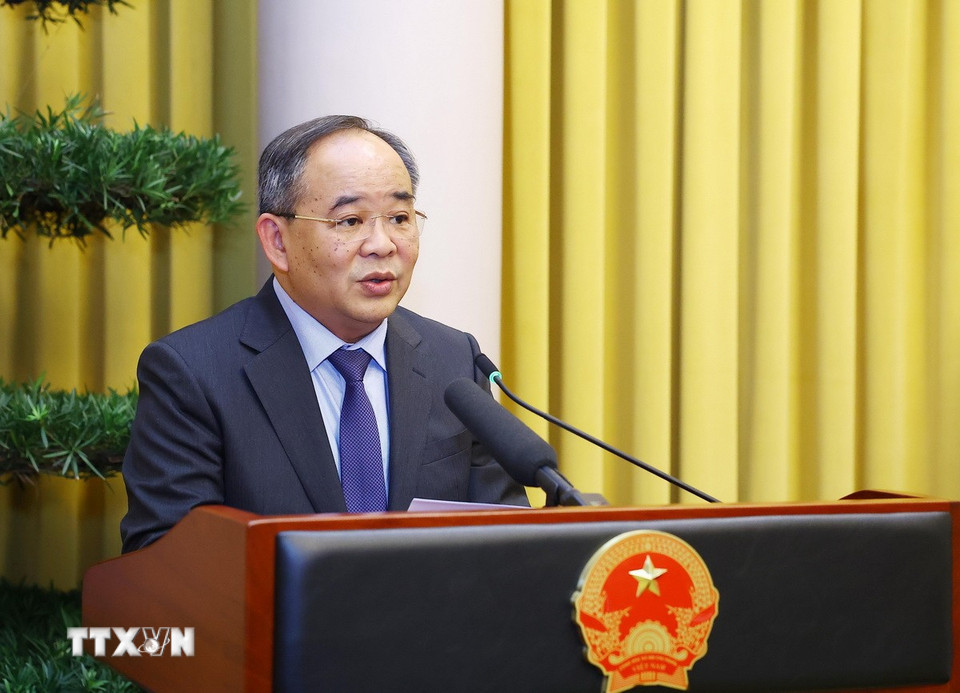 Chủ nhiệm Văn phòng Chủ tịch nước Lê Khánh Hải phát biểu. (Ảnh: Lâm Khánh/TTXVN)