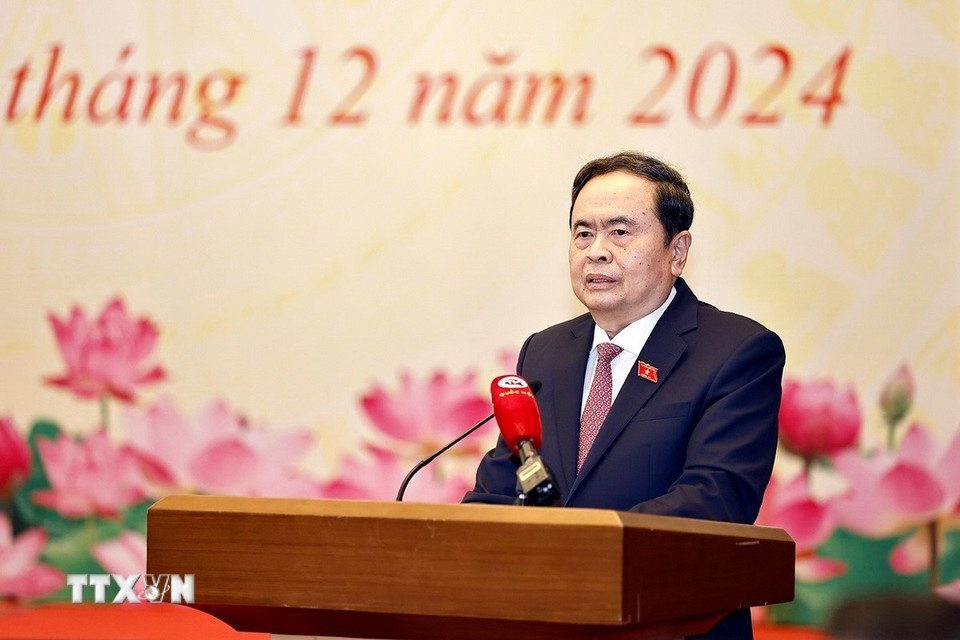 Chủ tịch Quốc hội Trần Thanh Mẫn phát biểu. (Ảnh: Doãn Tấn/TTXVN)