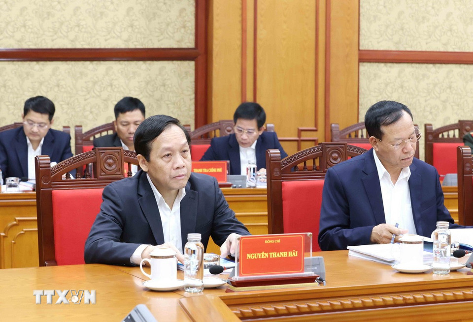 Các đồng chí thành viên Ban Chỉ đạo dự Phiên họp. (Ảnh: Phương Hoa/TTXVN)