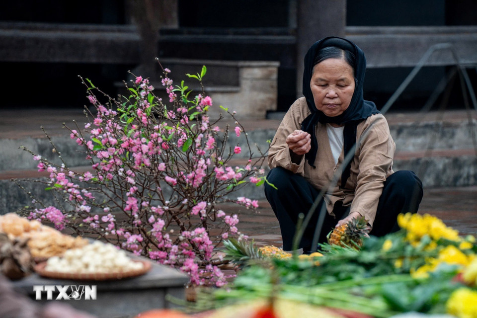 Chợ quê ngày Tết rộn ràng sắc Xuân. (Ảnh: Khánh Hòa/ TTXVN)