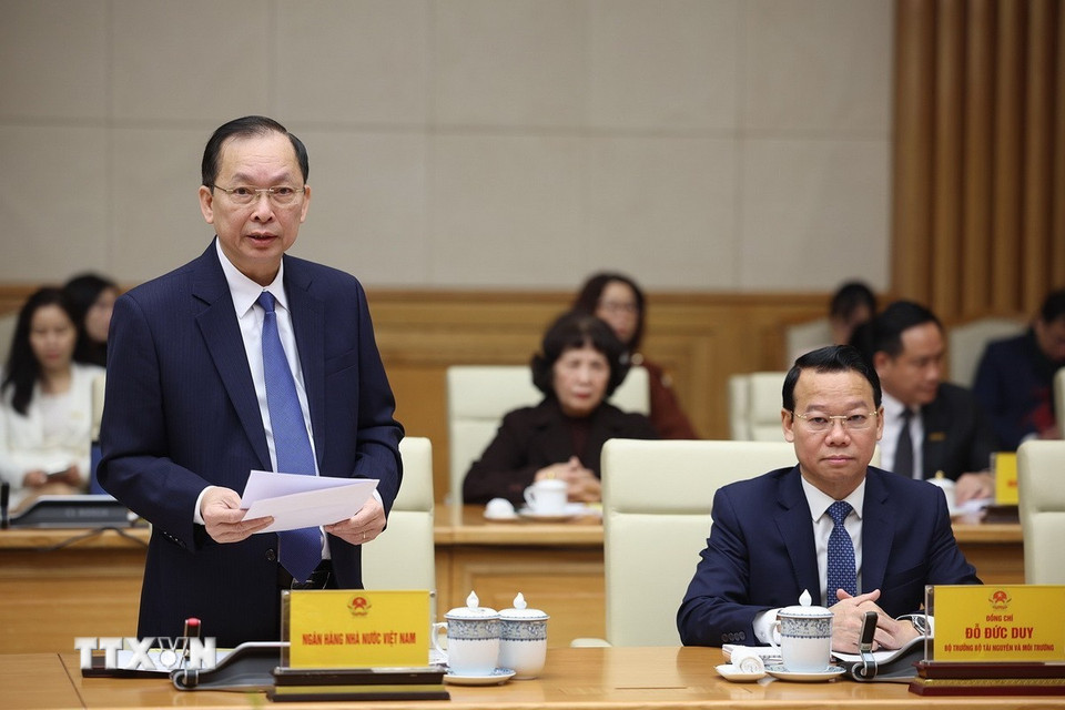 Phó Thống đốc Ngân hàng Nhà nước Việt Nam Đào Minh Tú phát biểu. (Ảnh: Dương Giang/TTXVN)