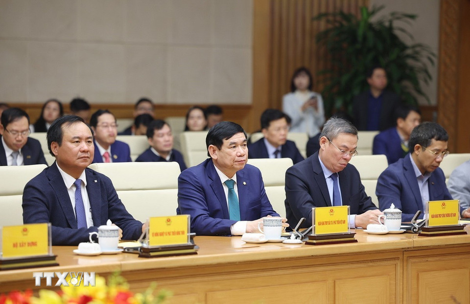 Đại diện các ngân hàng thương mại tham dự hội nghị. (Ảnh: Dương Giang/TTXVN)