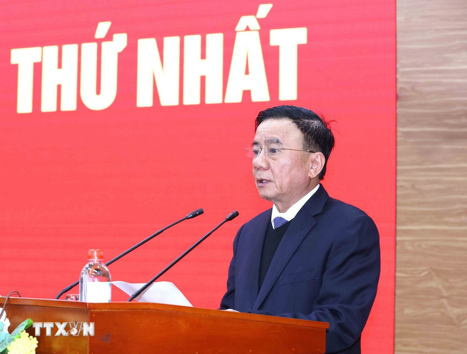 Đồng chí Trần Cẩm Tú, Ủy viên Bộ Chính trị, Thường trực Ban Bí thư, Bí thư Đảng uỷ các cơ quan Đảng Trung ương phát biểu chỉ đạo Hội nghị. (Ảnh: Phương Hoa/TTXVN)