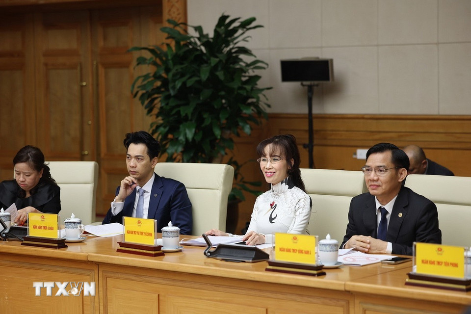 Đại diện các ngân hàng thương mại tham dự hội nghị. (Ảnh: Dương Giang/TTXVN)