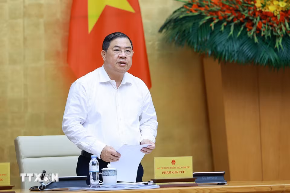 Phó Thủ tướng Thường trực Phạm Gia Túc phát biểu. (Ảnh: Dương Giang/TTXVN)