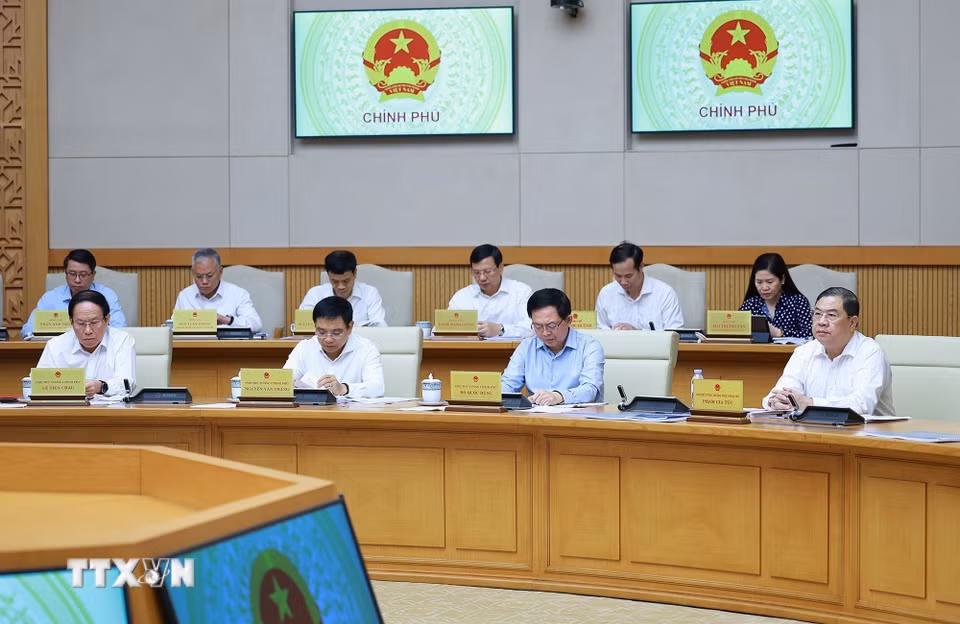 Các Phó Thủ tướng tham dự Phiên họp Chính phủ chuyên đề về xây dựng pháp luật tháng 7 năm 2026. (Ảnh: Dương Giang/TTXVN)