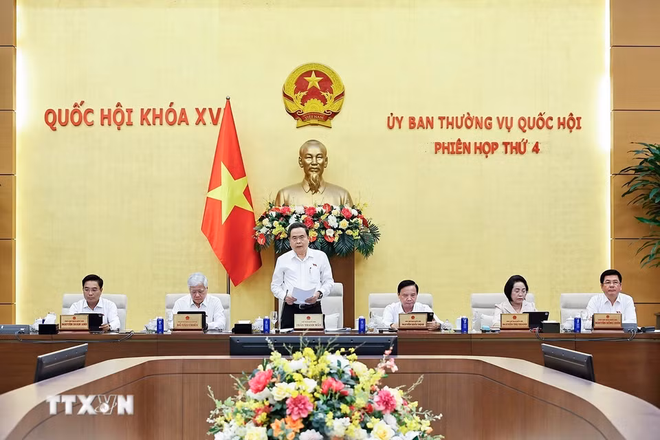 Chủ tịch Quốc hội Trần Thanh Mẫn phát biểu. (Ảnh: Doãn Tấn/TTXVN)
