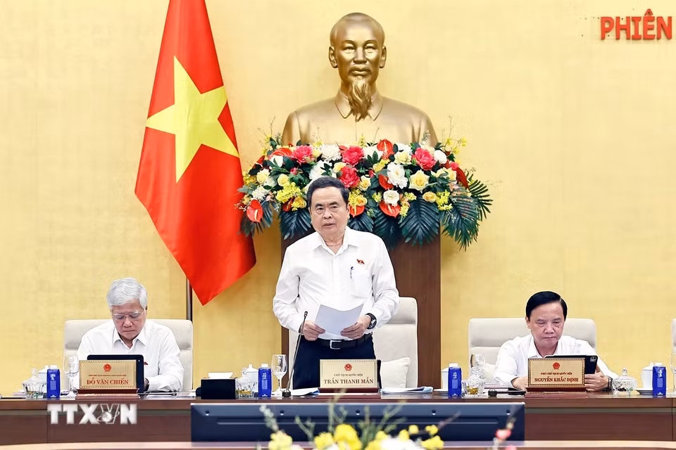 Chủ tịch Quốc hội Trần Thanh Mẫn phát biểu. (Ảnh: Doãn Tấn/TTXVN)