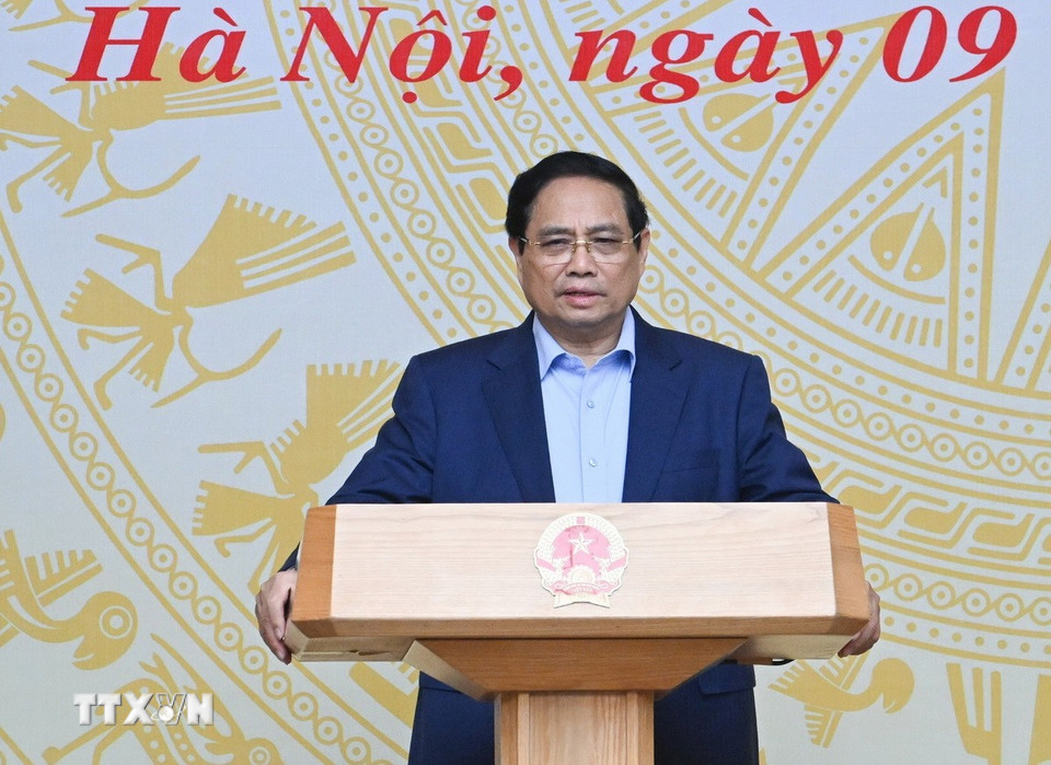 Thủ tướng Phạm Minh Chính chủ trì Hội nghị triển khai Chương trình mục tiêu quốc gia phòng, chống ma túy đến năm 2030. (Ảnh: Dương Giang/TTXVN)