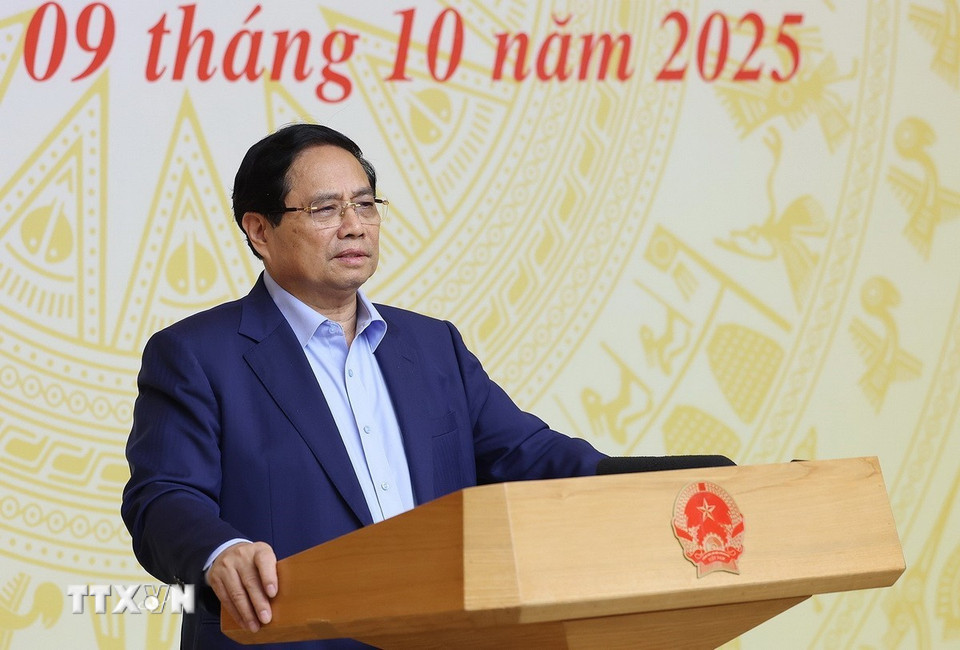 Thủ tướng Phạm Minh Chính kết luận Hội nghị triển khai Chương trình mục tiêu quốc gia phòng, chống ma tuý đến năm 2030. (Ảnh: Dương Giang/TTXVN)