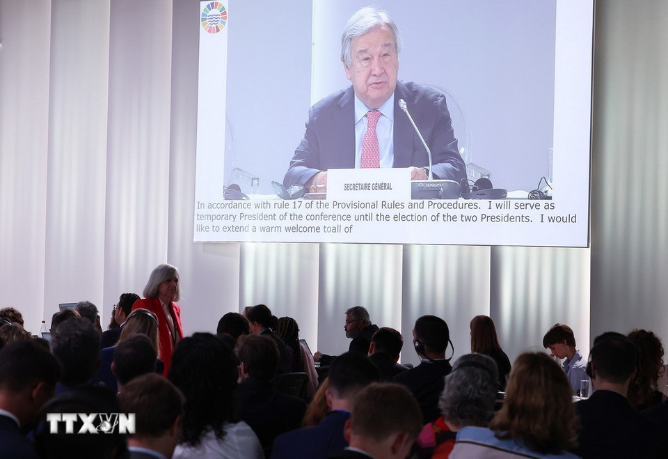 Tổng Thư ký Liên hợp quốc Antonio Guterres phát biểu. (Ảnh: Dương Giang/TTXVN)