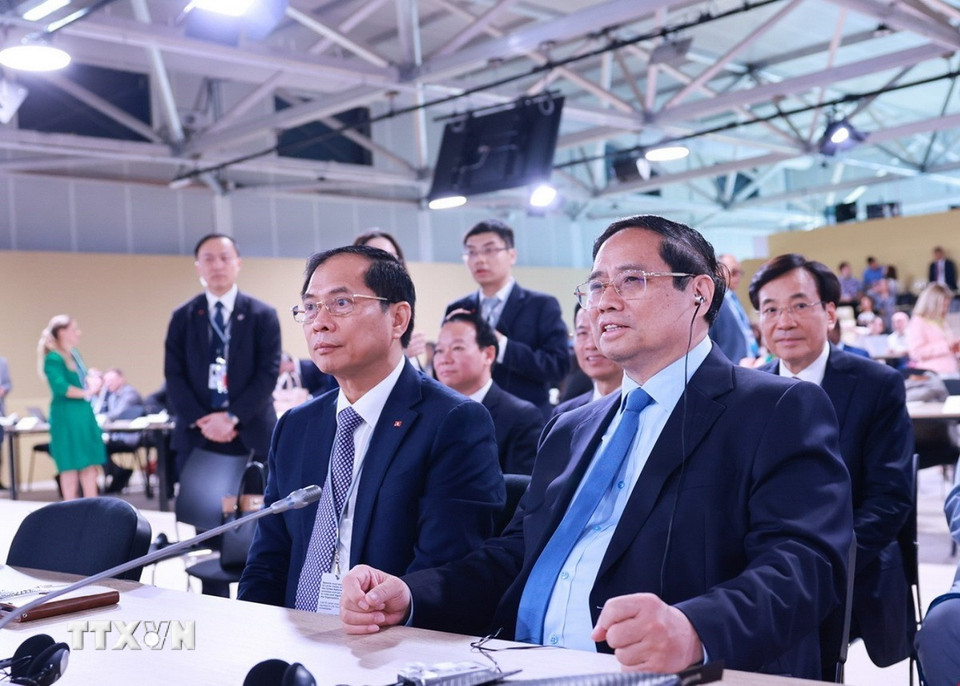 Thủ tướng Phạm Minh Chính dự Phiên khai mạc Hội nghị Đại dương Liên hợp quốc lần thứ 3 (UNOC 3) tại thành phố Nice, Cộng hòa Pháp. (Ảnh: Dương Giang/TTXVN)