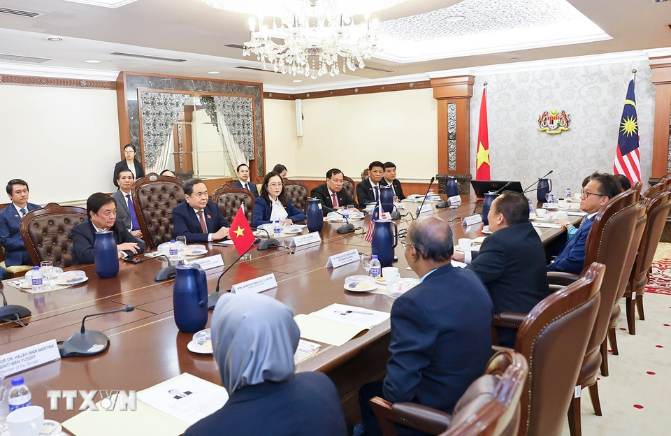 Chủ tịch Quốc hội Trần Thanh Mẫn hội đàm với Chủ tịch Thượng viện Malaysia Dato' Awang Bemee Awang Ali Basah. (Ảnh: Doãn Tấn/TTXVN)