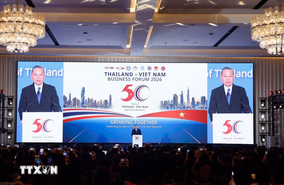 Tổng Bí thư, Chủ tịch nước Tô Lâm phát biểu tại Diễn đàn Doanh nghiệp Việt Nam-Thái Lan. (Ảnh: Thống Nhất/TTXVN)
