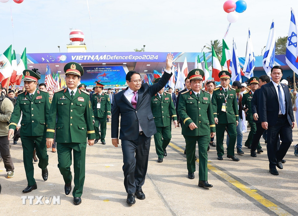 Thủ tướng Phạm Minh Chính dự khai mạc Triển lãm Quốc phòng quốc tế Việt Nam 2024. (Ảnh: Dương Giang/TTXVN)